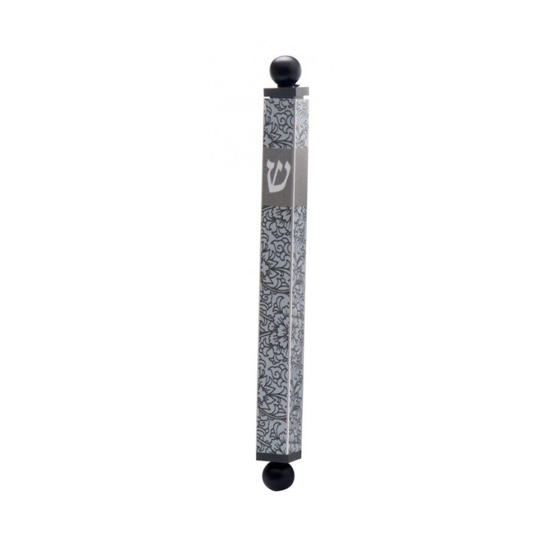 Dorit Judaica Aluminum Mezuzah Case Gray Flo... | Modern Mezuzah Cases