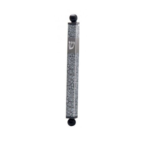 Dorit Judaica Aluminum Mezuzah Case Gray Flo... | Modern Mezuzah Cases