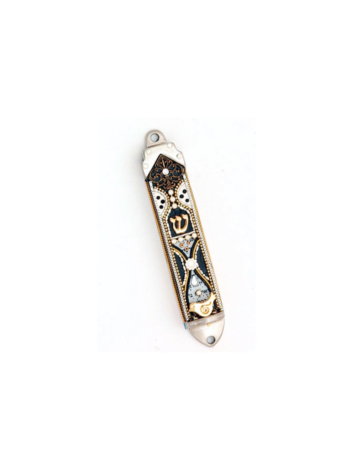 Black and Silver Color Mezuzah Case by E... | Mezuzah by Esther Shahaf
