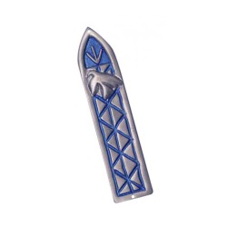 Shraga Landesman Blue Shin Dove and Criss Cr... | Modern Mezuzah Cases