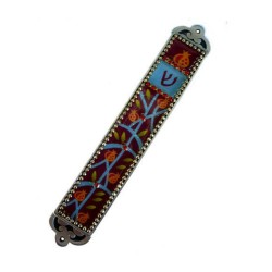 Iris Design Handcrafted Pewter and Enamel Be... | Modern Mezuzah Cases