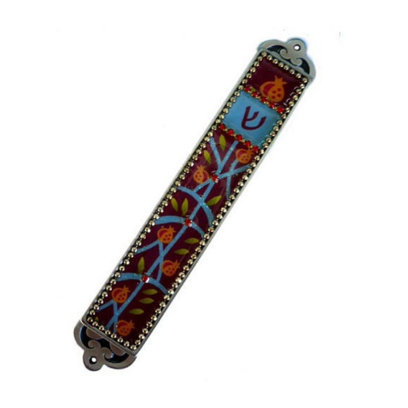Iris Design Handcrafted Pewter and Enamel Be... | Modern Mezuzah Cases