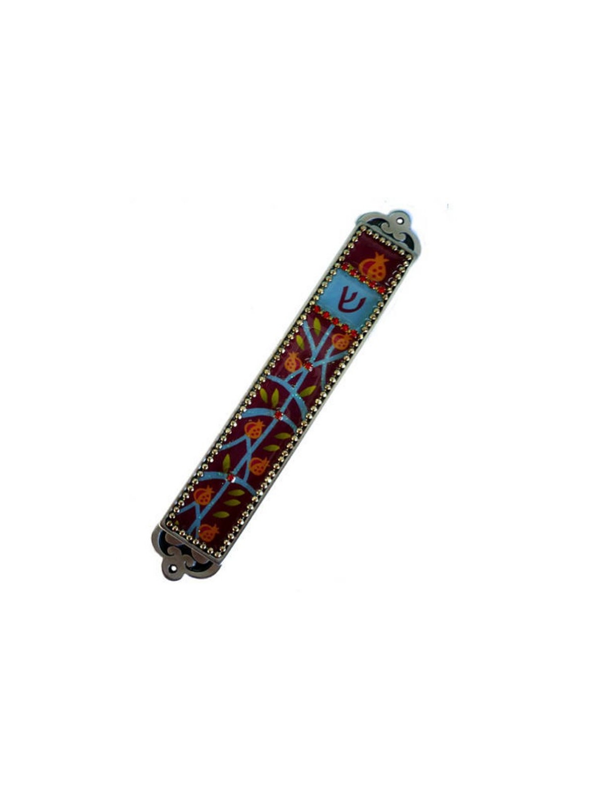 Iris Design Handcrafted Pewter and Enamel Be... | Modern Mezuzah Cases