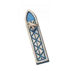 Shraga Landesman Blue Peace Dove and Criss c... | Modern Mezuzah Cases