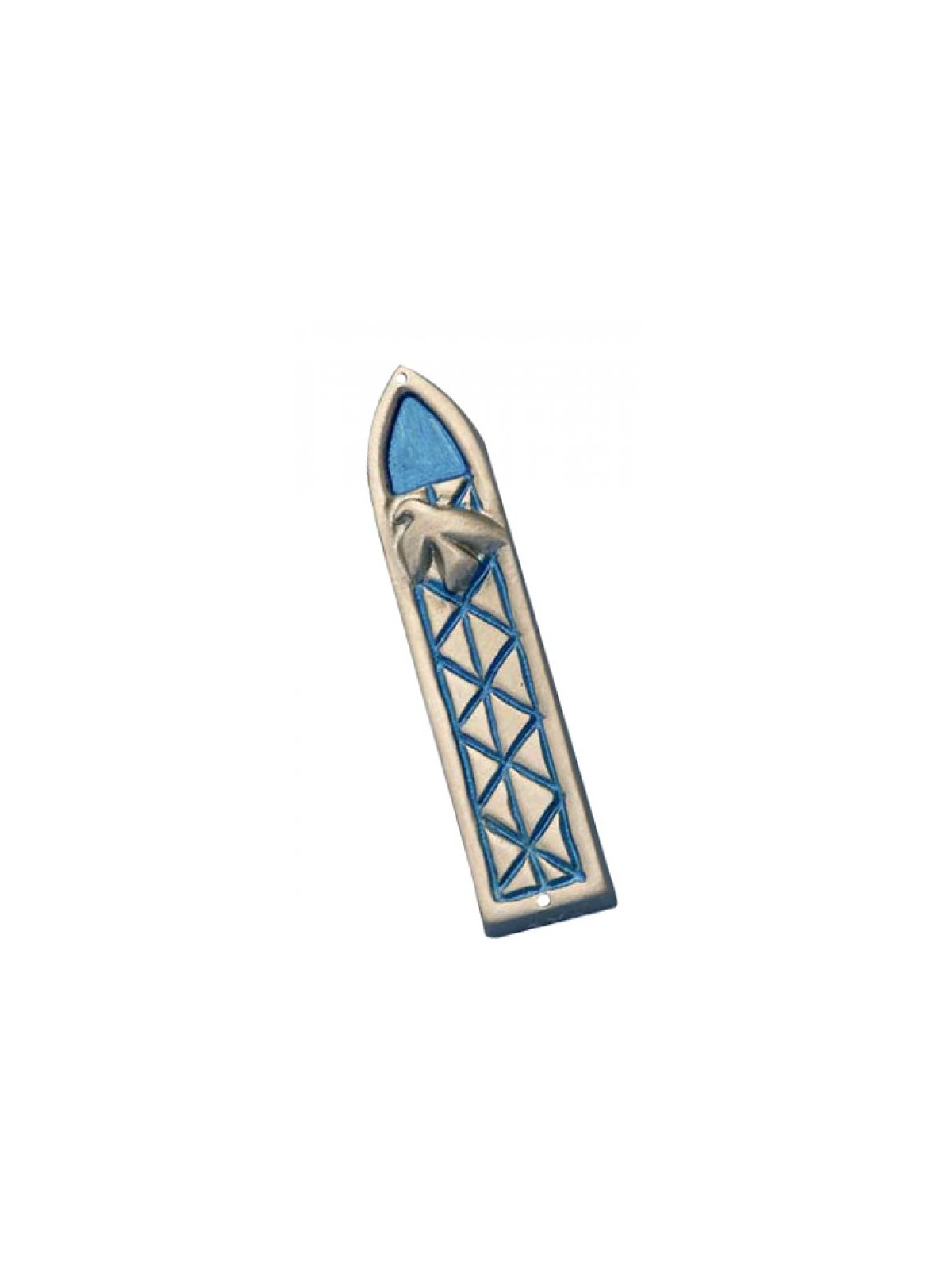 Shraga Landesman Blue Peace Dove and Criss c... | Modern Mezuzah Cases