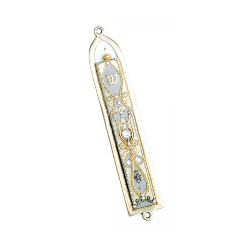 Silver Flower Design Mezuzah by Ester Sh... | Mezuzah by Esther Shahaf