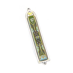 Green Oriental Design Mezuzah by Ester S... | Mezuzah by Esther Shahaf