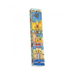 Yair Emanuel Large Hand Painted Wood Mezuzah ... | Mezuzahs by Emanuel