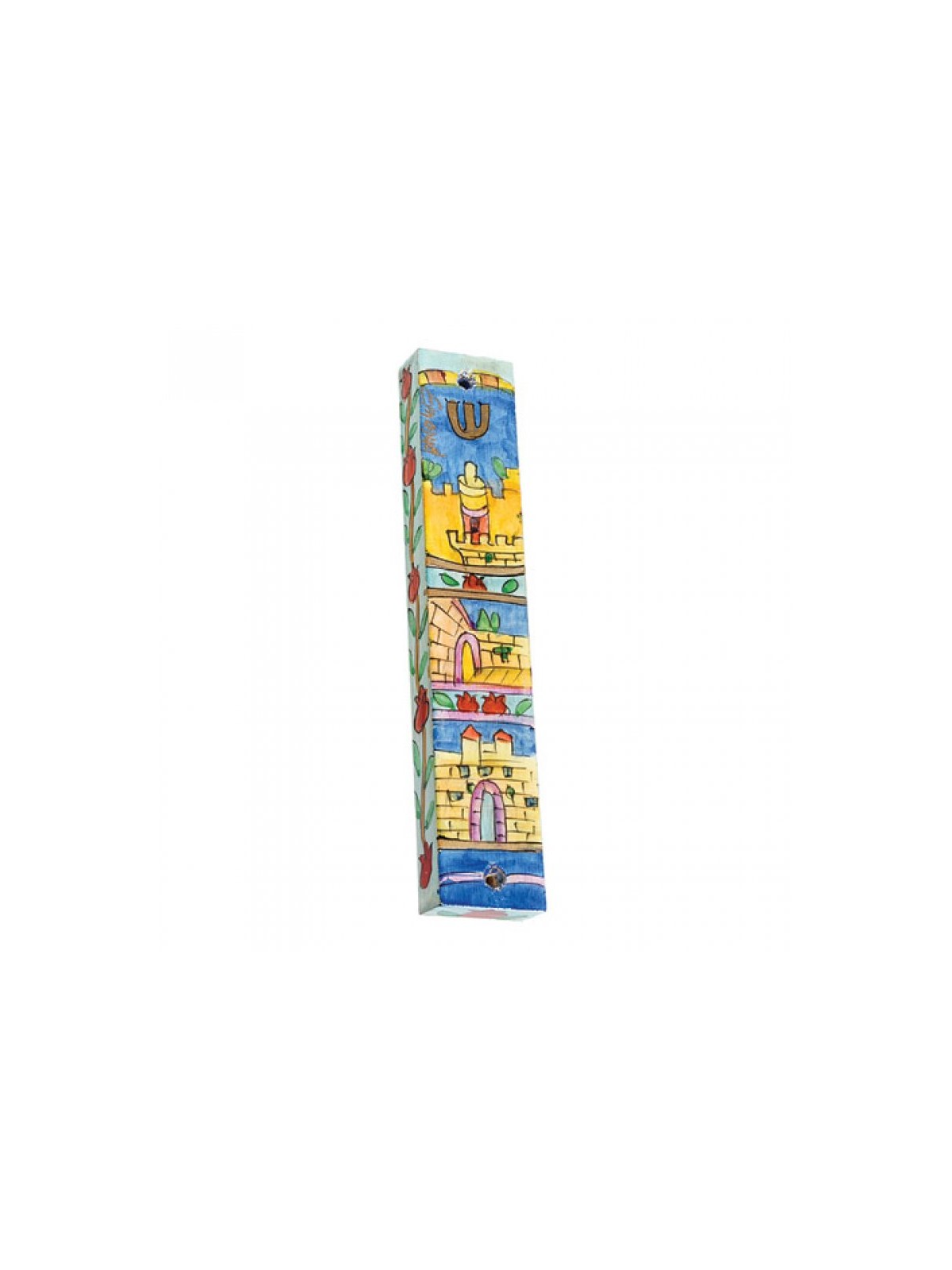 Yair Emanuel Large Hand Painted Wood Mezuzah ... | Mezuzahs by Emanuel
