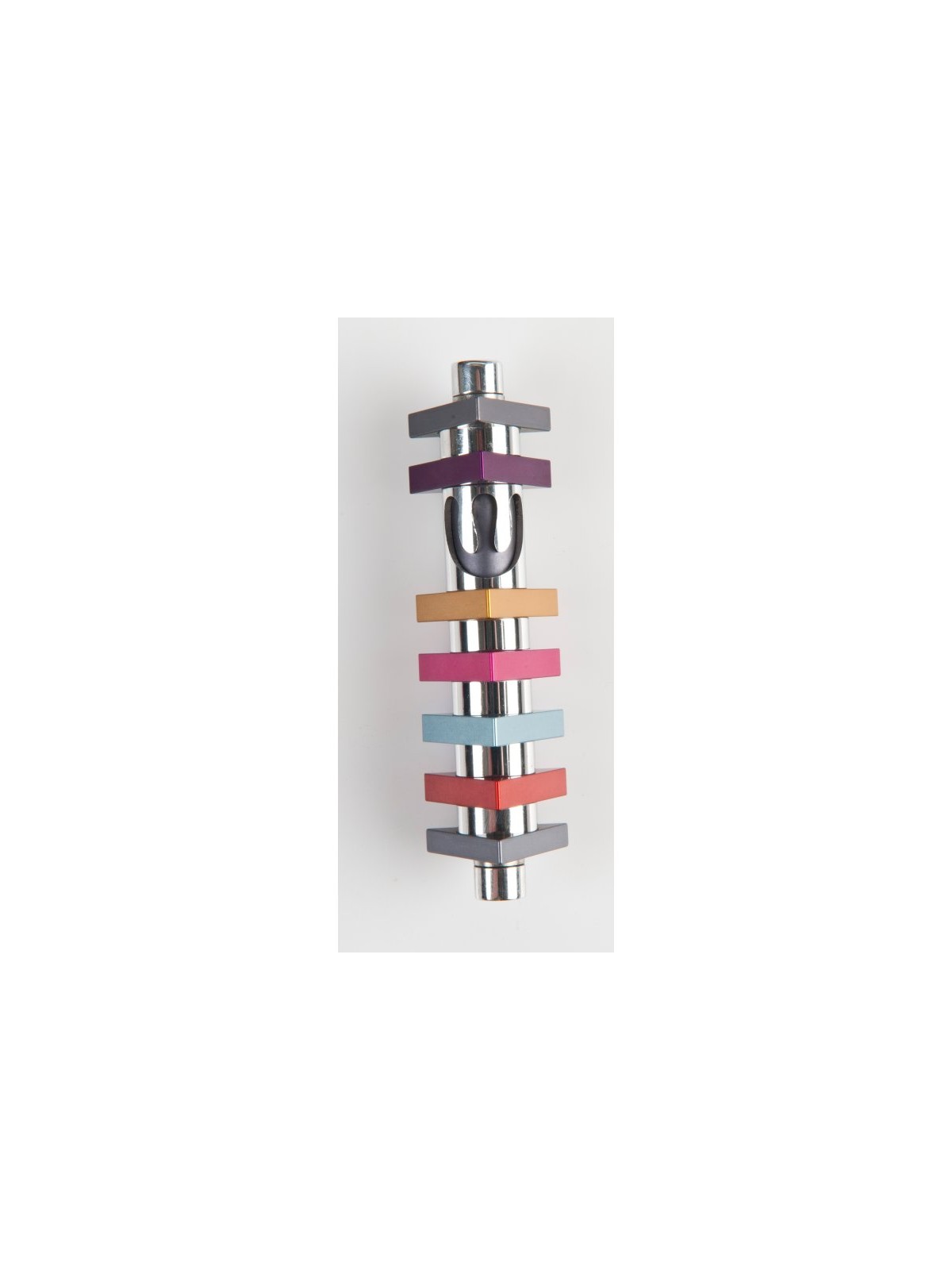Agayof Cylinder Mezuzah Case with Triangles ... | Modern Mezuzah Cases