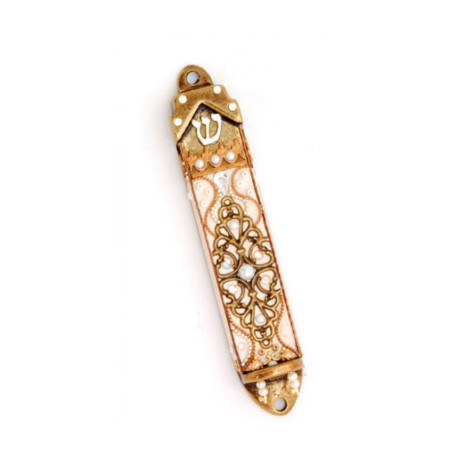 Gold Art Nouveau Style Mezuzah Case Este... | Mezuzah by Esther Shahaf