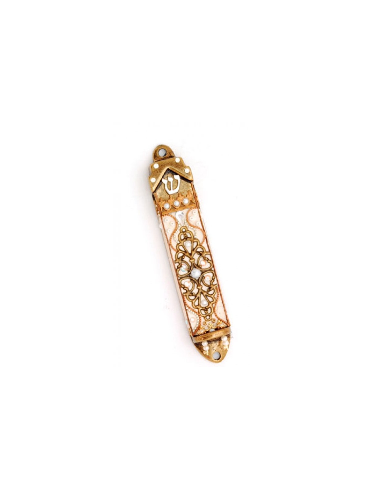 Gold Art Nouveau Style Mezuzah Case Este... | Mezuzah by Esther Shahaf