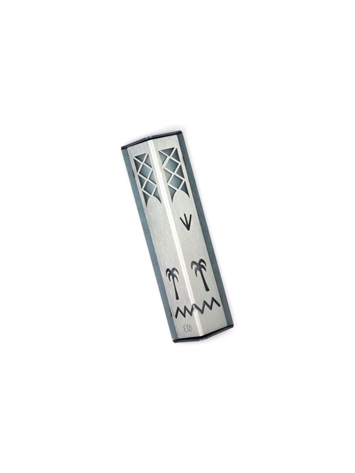 Shraga Landesman Angular Shiny Silver Alumin... | Modern Mezuzah Cases