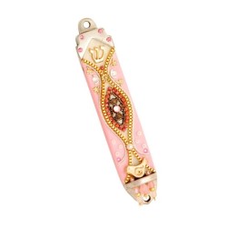 Oriental Mezuzah Case in Pink Shades | Mezuzah by Esther Shahaf