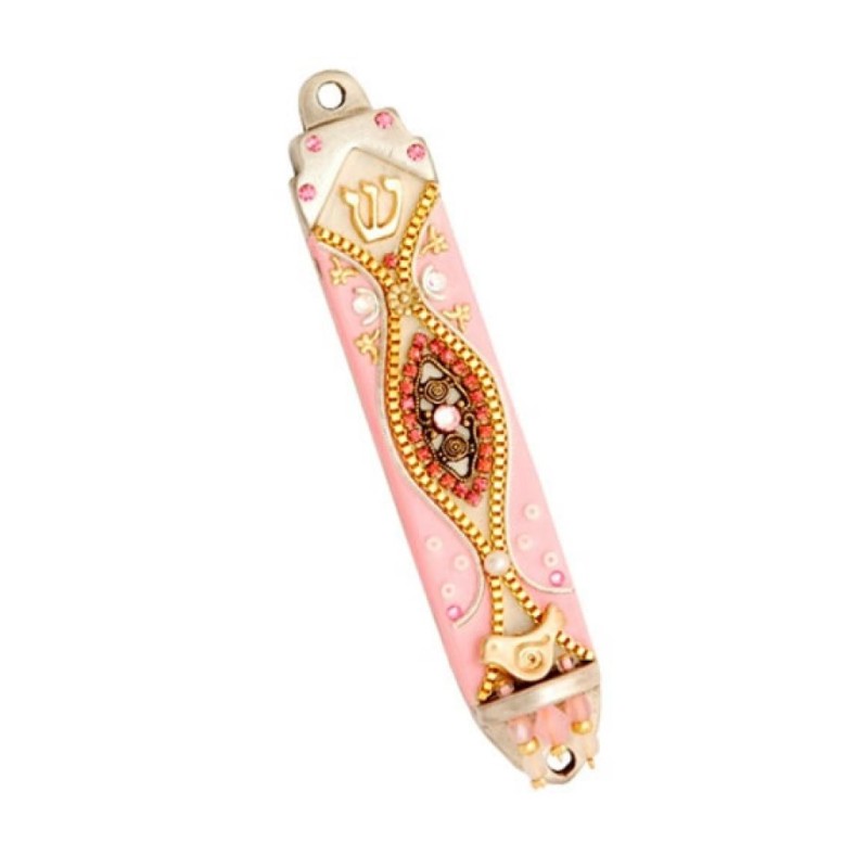Oriental Mezuzah Case in Pink Shades | Mezuzah by Esther Shahaf