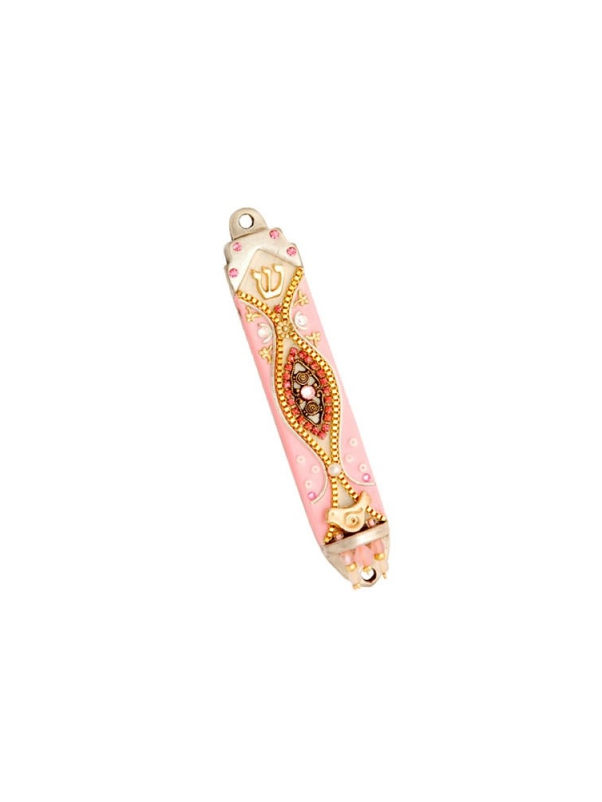 Oriental Mezuzah Case in Pink Shades | Mezuzah by Esther Shahaf