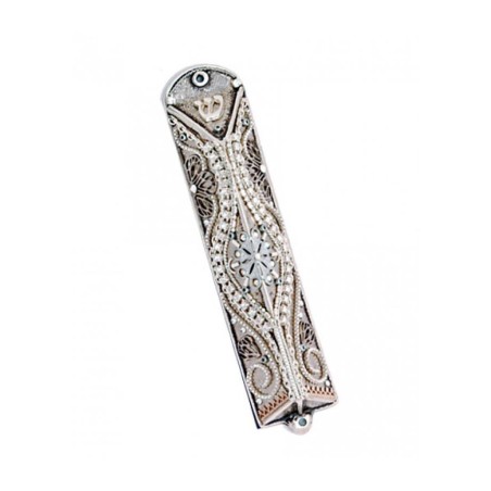 Triangular Shape Pewter Mezuzah Case Est... | Mezuzah by Esther Shahaf