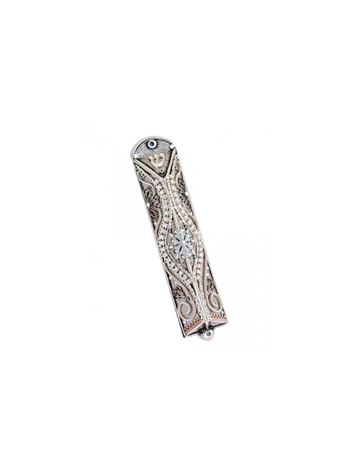 Triangular Shape Pewter Mezuzah Case Est... | Mezuzah by Esther Shahaf
