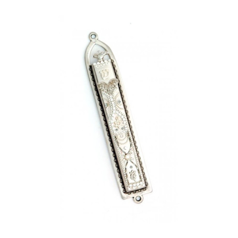 Silver Color Mezuzah Case by Ester Shahaf | Mezuzah by Esther Shahaf
