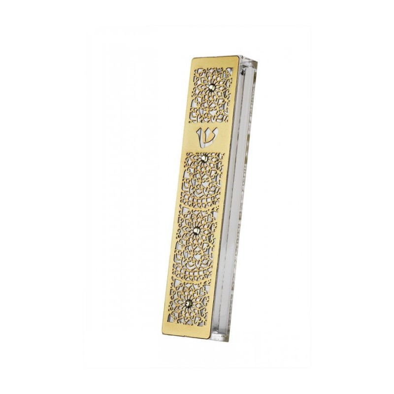 Dorit Judaica Gold Stainless Steel Acrylic M... | Modern Mezuzah Cases