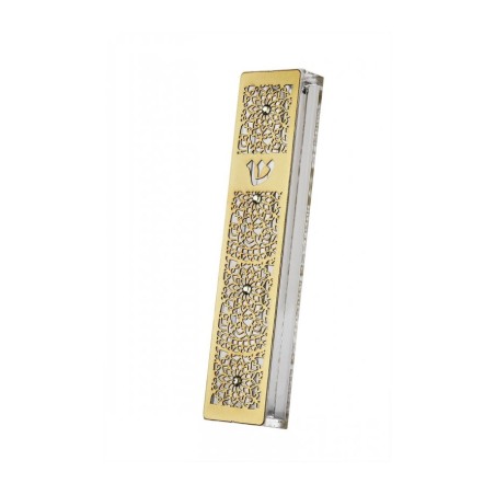 Dorit Judaica Gold Stainless Steel Acrylic M... | Modern Mezuzah Cases