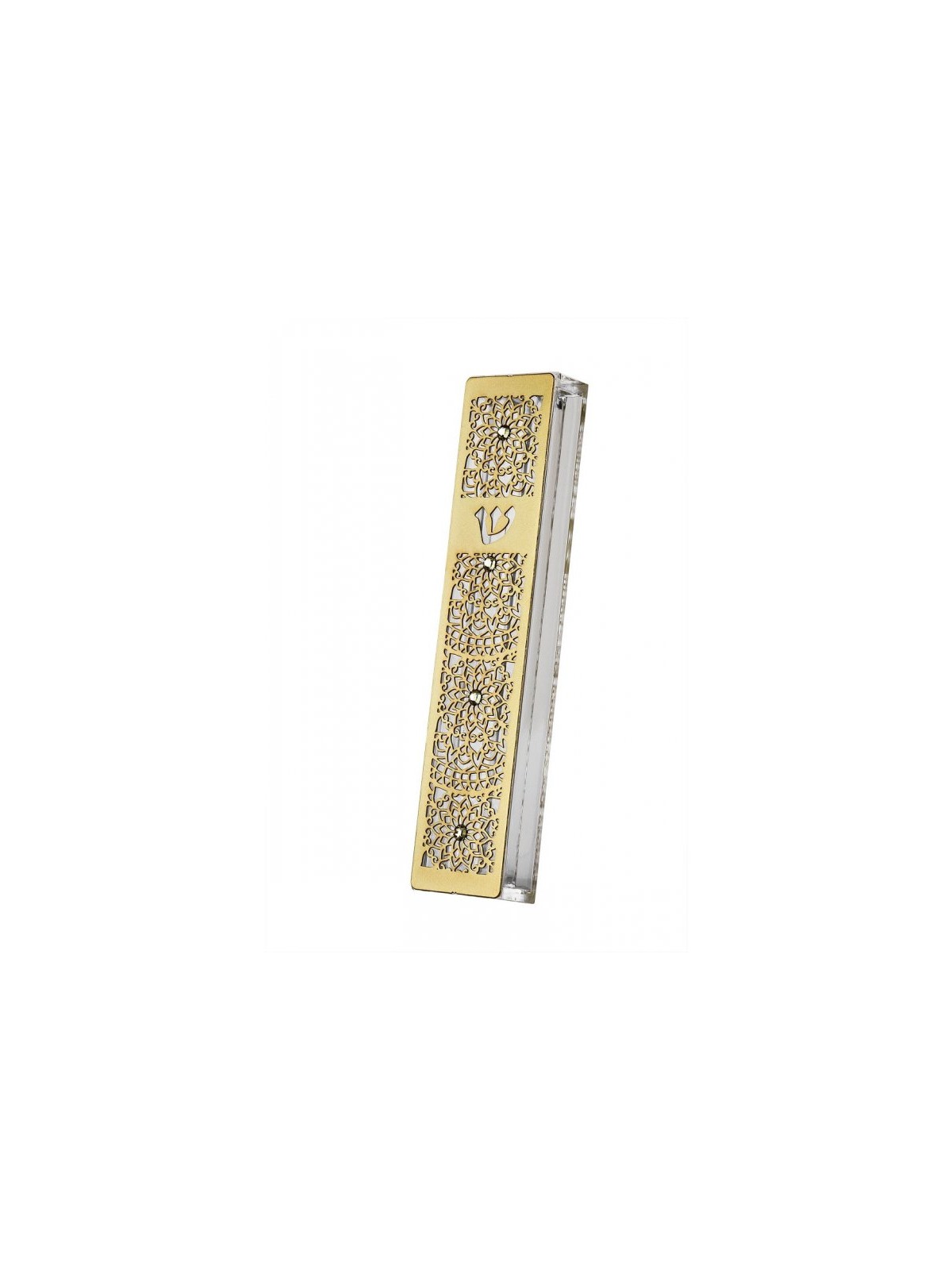 Dorit Judaica Gold Stainless Steel Acrylic M... | Modern Mezuzah Cases
