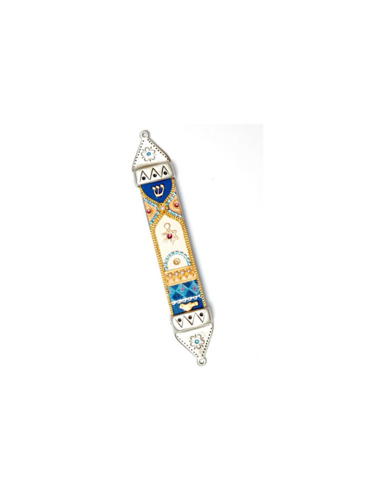 Blue Gold Pewter Mezuzah Case by Ester S... | Mezuzah by Esther Shahaf