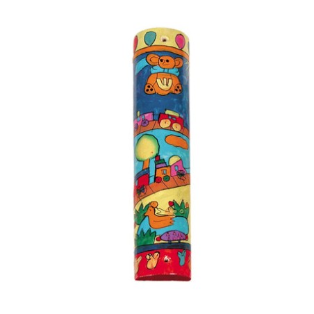 Yair Emanuel Large Hand Painted Wood Mezuzah ... | Mezuzahs by Emanuel