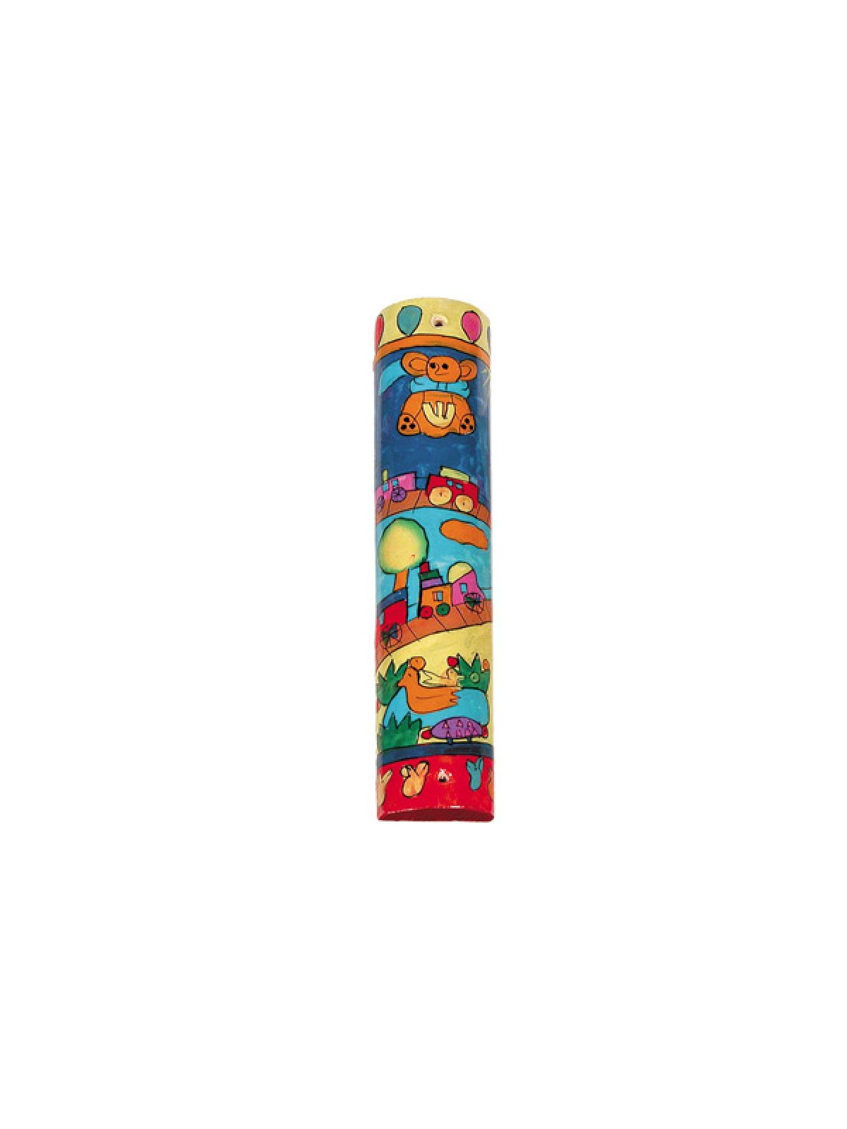 Yair Emanuel Large Hand Painted Wood Mezuzah ... | Mezuzahs by Emanuel