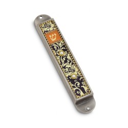 Iris Design Handcrafted Pewter Enamel Beaded... | Modern Mezuzah Cases