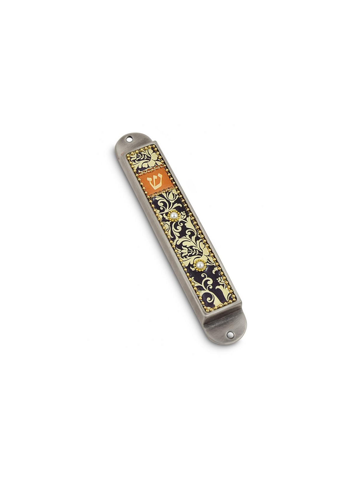 Iris Design Handcrafted Pewter Enamel Beaded... | Modern Mezuzah Cases