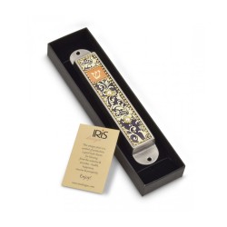 Iris Design Handcrafted Pewter Enamel Beaded... | Modern Mezuzah Cases