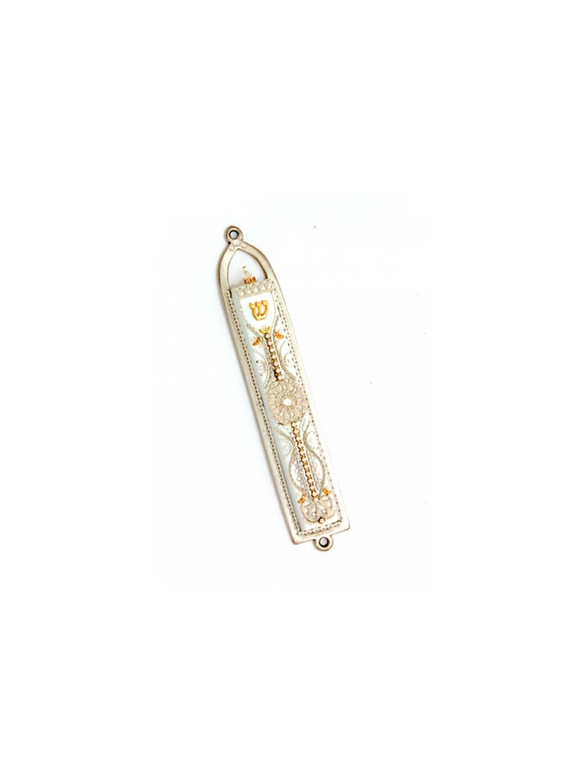 White Orange Filigree Design Mezuzah by ... | Mezuzah by Esther Shahaf