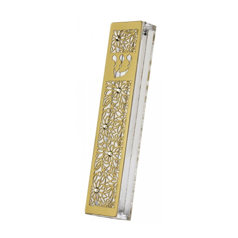 Dorit Judaica Gold Stainless Steel Acrylic M... | Modern Mezuzah Cases
