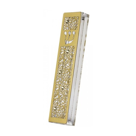 Dorit Judaica Gold Stainless Steel Acrylic M... | Modern Mezuzah Cases