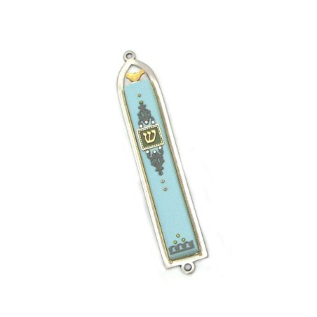 Classic Turquoise Dove Design Mezuzah by... | Mezuzah by Esther Shahaf