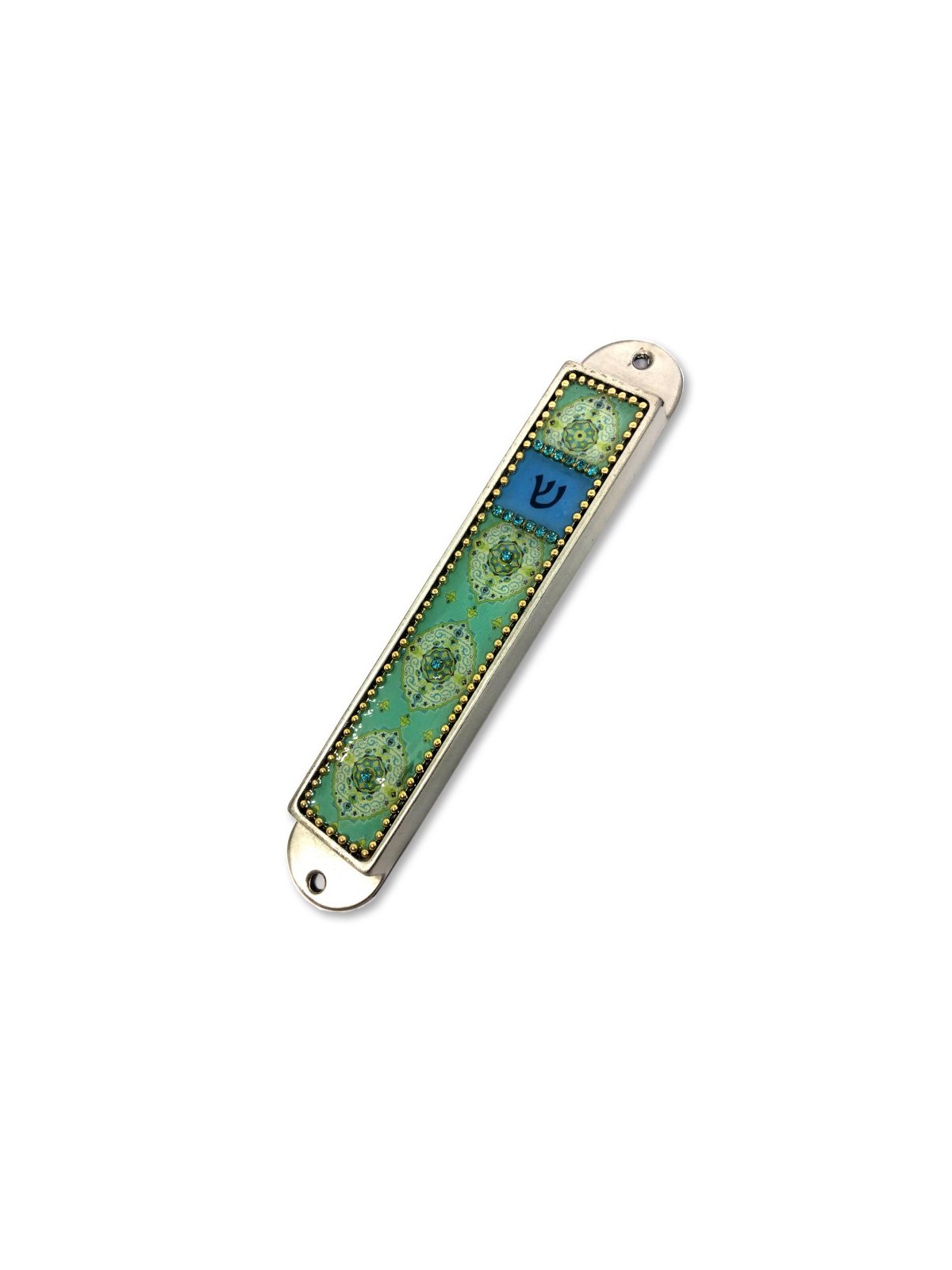 Iris Design Handcrafted Pewter Enamel Mezuza... | Modern Mezuzah Cases