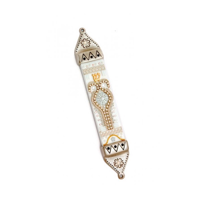 Silver Gold Pewter Mezuzah by Ester Shahaf | Mezuzah by Esther Shahaf