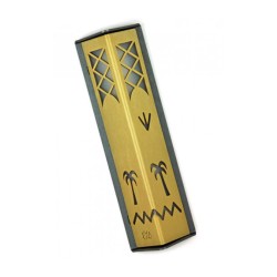 Shraga Landesman Angular Shiny Gold Aluminum... | Modern Mezuzah Cases