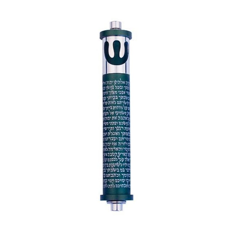 Agayof Cylinder Mezuzah Case with Shema Pray... | Modern Mezuzah Cases
