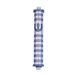 Agayof Cylinder Mezuzah Case with Bands Curv... | Modern Mezuzah Cases