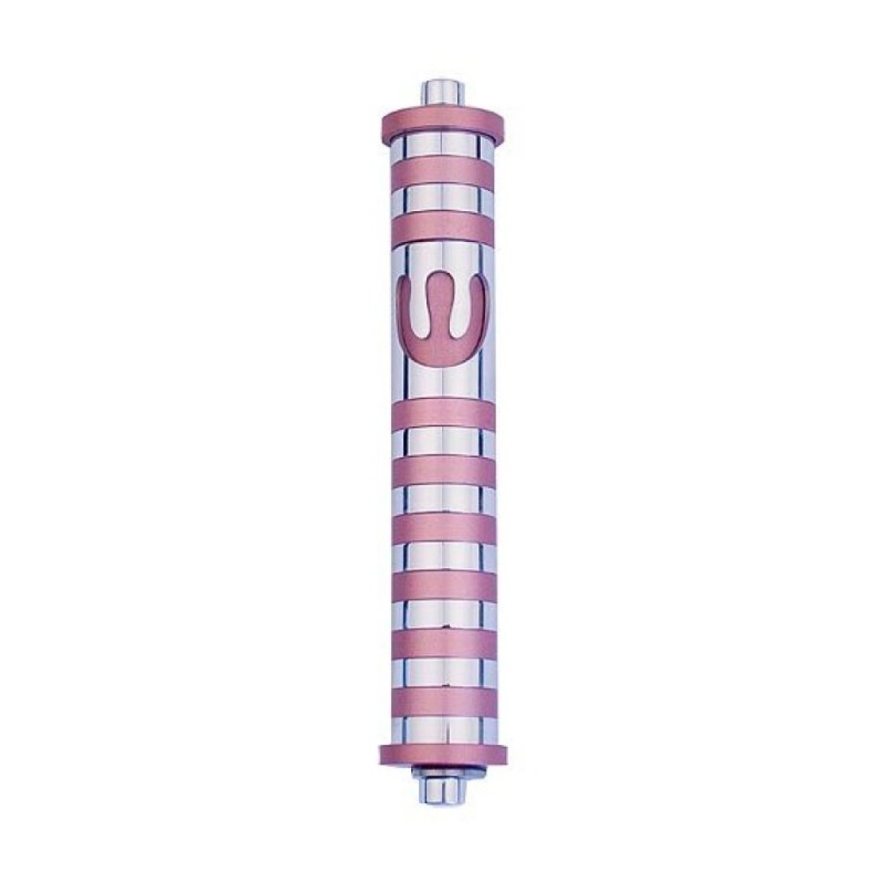 Agayof Cylinder Mezuzah Case with Bands Curv... | Modern Mezuzah Cases
