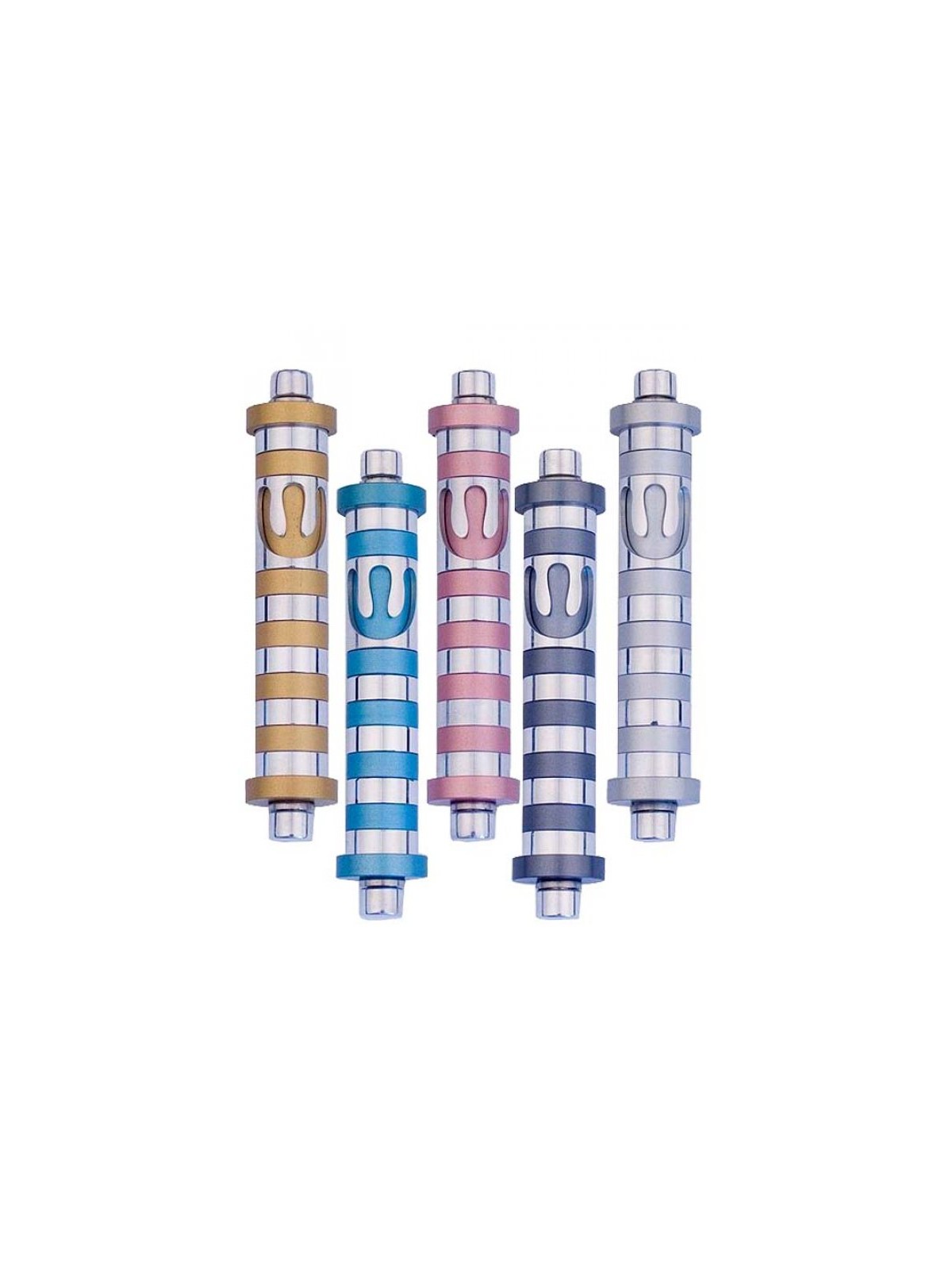 Agayof Cylinder Mezuzah Case with Bands Ligh... | Modern Mezuzah Cases