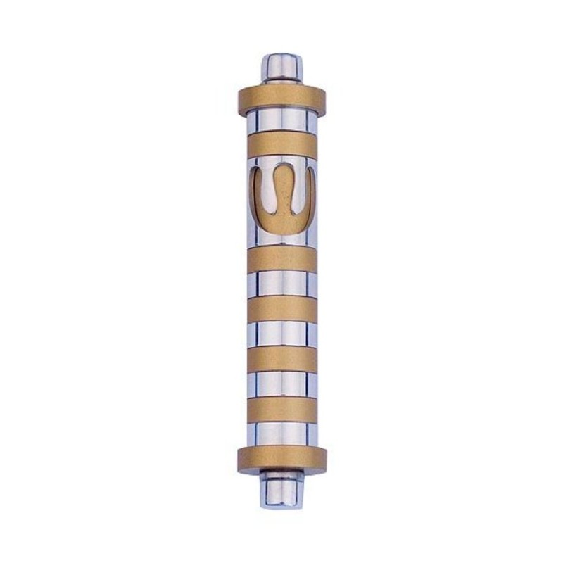 Agayof Cylinder Mezuzah Case with Bands Ligh... | Modern Mezuzah Cases