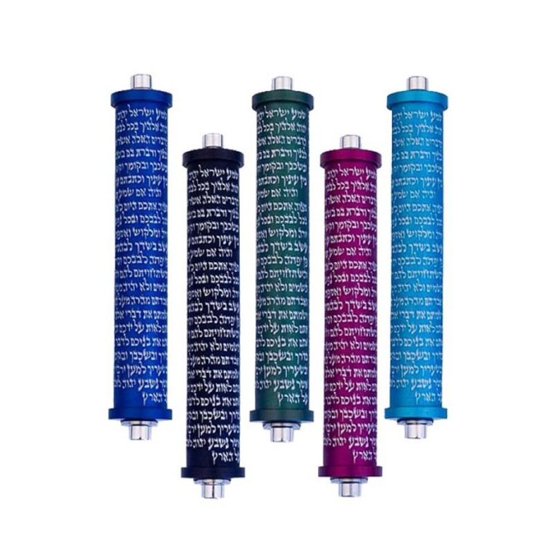 Agayof Cylinder Mezuzah Case with Shema Pray... | Modern Mezuzah Cases