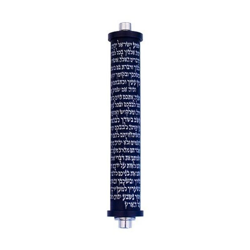 Agayof Cylinder Mezuzah Case with Shema Pray... | Modern Mezuzah Cases