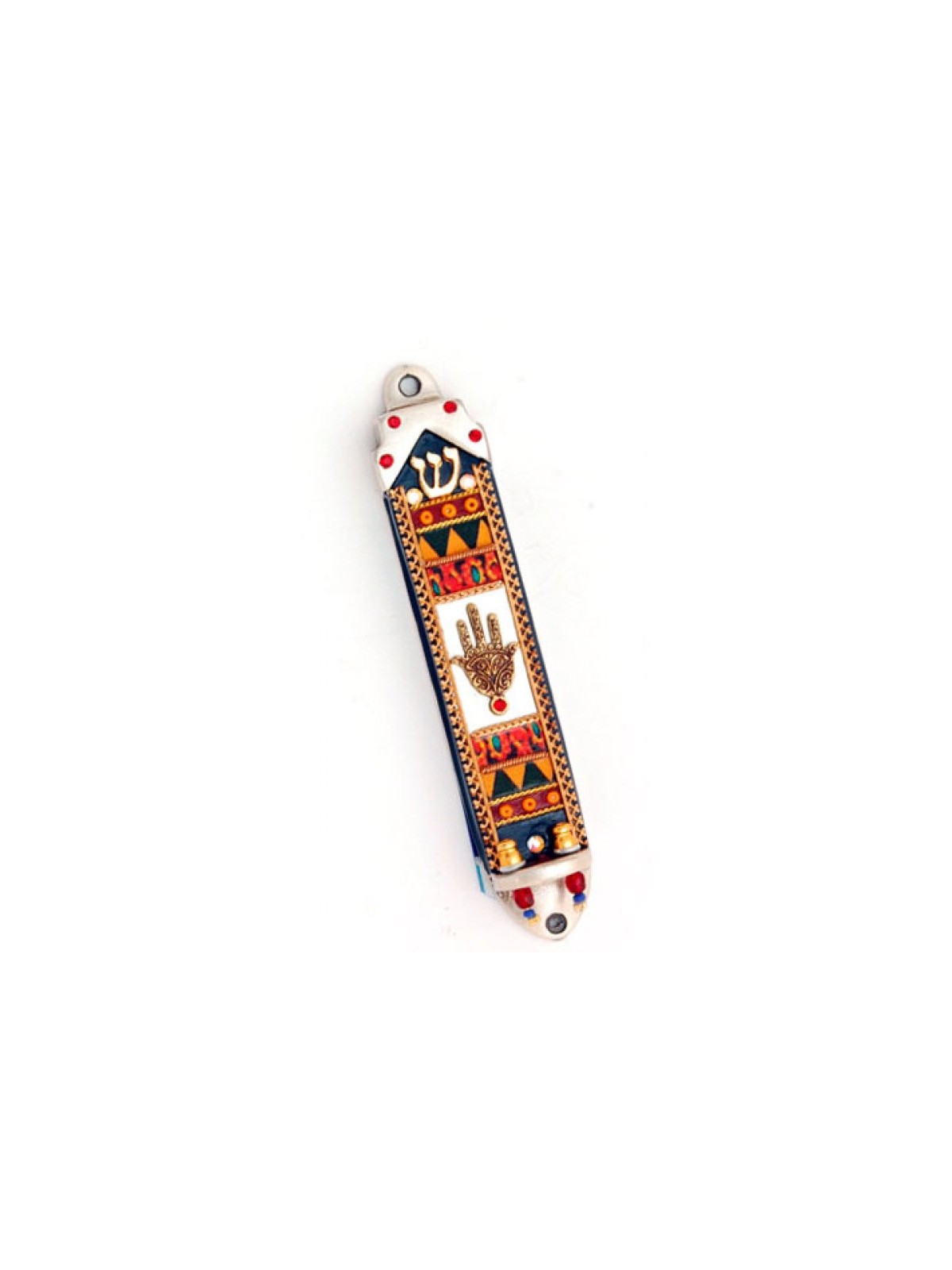 Geometric Hamsa Mezuzah by Ester Shahaf | Mezuzah by Esther Shahaf