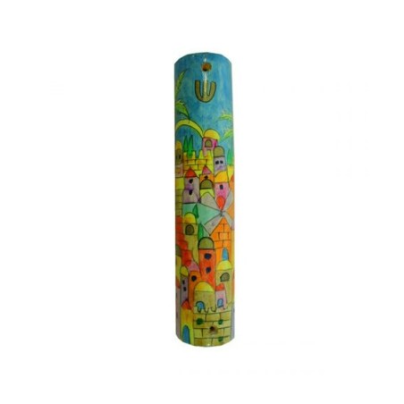 Yair Emanuel Large Hand Painted Wood Mezuzah ... | Mezuzahs by Emanuel