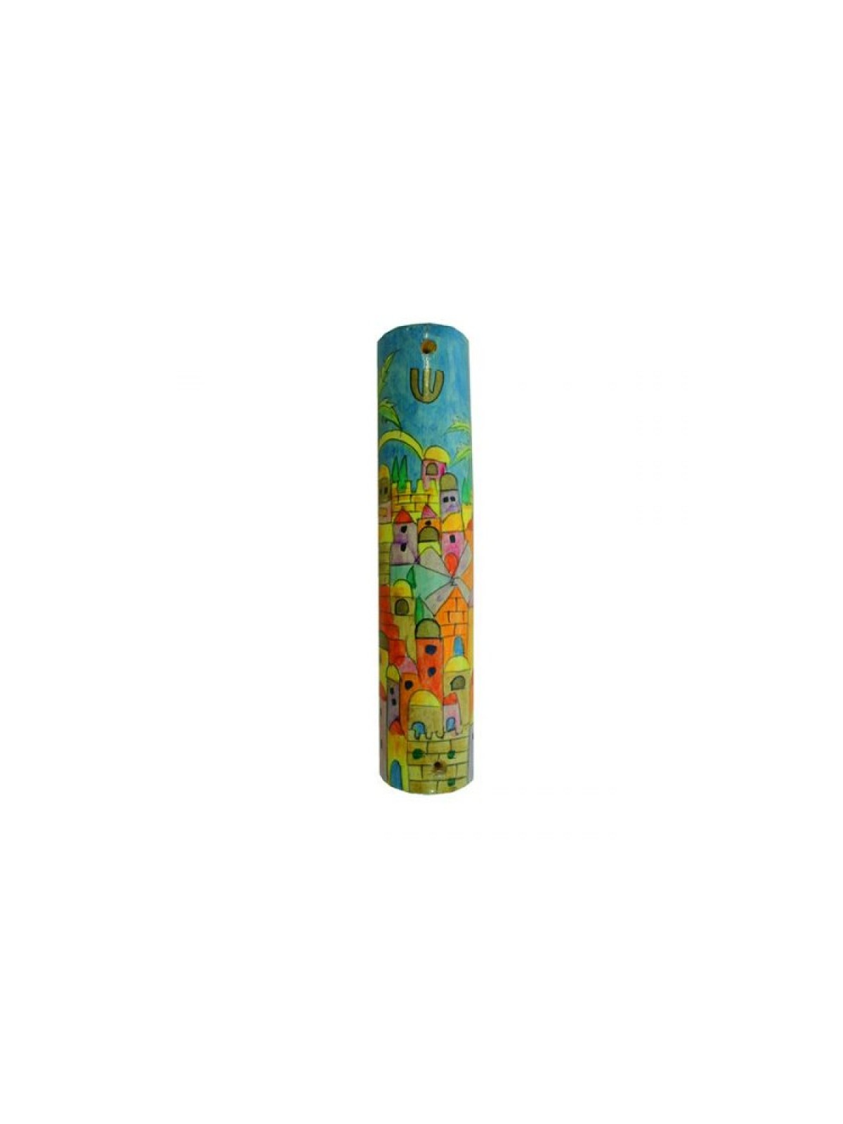 Yair Emanuel Large Hand Painted Wood Mezuzah ... | Mezuzahs by Emanuel
