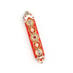 Red Hamsa Star of David Mezuzah Case Est... | Mezuzah by Esther Shahaf